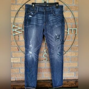 Polo Ralph Lauren Tompkins Skinny Jeans Paint Splatter Distressed Jeans 32